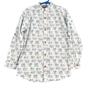 Rikidoos Printed Pattern Wooden Buttons Long Sleeve Button up Shirt Size 7 8 YRS